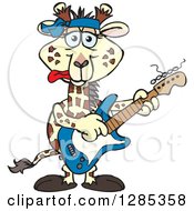 Clipart Of A Cartoon Happy Giraffe Playing An Electric Guitar Royalty Free Vector Illustration