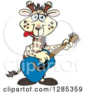 Clipart Of A Cartoon Happy Giraffe Playing An Acoustic Guitar Royalty Free Vector Illustration
