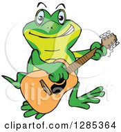 Poster, Art Print Of Cartoon Happy Gecko Playing An Acoustic Guitar