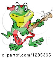 Poster, Art Print Of Cartoon Happy Gecko Playing An Electric Guitar