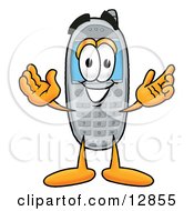 Clipart Picture Of A Wireless Cellular Telephone Mascot Cartoon Character With Welcoming Open Arms by Toons4Biz