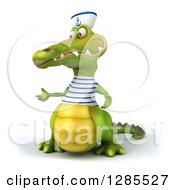 Clipart Of A 3d Sailor Crocodile Presenting Royalty Free Illustration