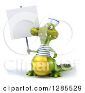 Clipart Of A 3d Sailor Crocodile Holding A Blank Sign Royalty Free Illustration