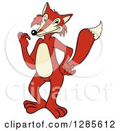 Cartoon Clipart Of A Confident Fox Standing And Fiddling With His Fingers Royalty Free Vector Illustration