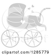 Poster, Art Print Of Gray Baby Carriage With Hearts And A White Outline