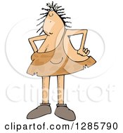 Clipart Of A Hairy Cavewoman Standing With Hands On Her Hips And A Bone In Her Hair Royalty Free Vector Illustration by djart