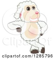 Poster, Art Print Of Happy Lamb Mascot Character Leaning