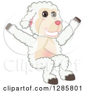 Happy Lamb Mascot Character Jumping