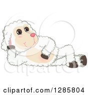Happy Lamb Mascot Character Resting On His Side