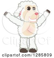 Happy Lamb Mascot Character Cheering