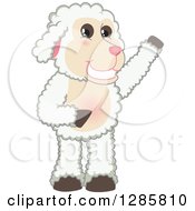Happy Lamb Mascot Character Waving Or Presenting