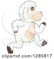 Clipart Of A Happy Lamb Mascot Character Running To The Right Royalty Free Vector Illustration by Mascot Junction