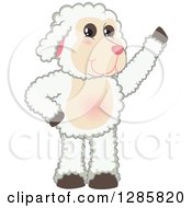 Happy Lamb Mascot Character Waving