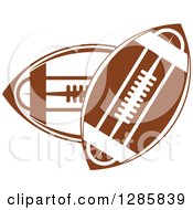 Clipart Of Two Brown American Footballs Royalty Free Vector Illustration