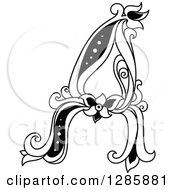 Clipart Of A Black And White Vintage Floral Capital Letter A Royalty Free Vector Illustration