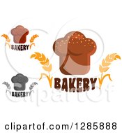 Clipart Of Loaves Of Bread Over Bakery Text With Wheat Stalks Royalty Free Vector Illustration