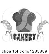 Clipart Of A Loaf Of Grayscale Bread Over Bakery Text With Wheat Stalks Royalty Free Vector Illustration