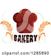 Clipart Of A Loaf Of Rye Bread Over Bakery Text With Wheat Stalks Royalty Free Vector Illustration