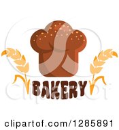 Clipart Of A Loaf Of Bread Over Bakery Text With Wheat Stalks Royalty Free Vector Illustration