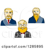 Clipart Of Avatars Of Blond White Men With Blue Eyes Royalty Free Vector Illustration