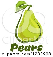 Poster, Art Print Of Green Pear With A Leaf Over Text