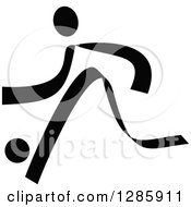Clipart Of A Black And White Ribbon Person Playing Soccer Or Basketball Royalty Free Vector Illustration