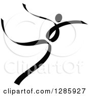 Clipart Of A Black And White Ribbon Person Dancing 5 Royalty Free Vector Illustration