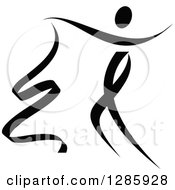 Clipart Of A Black And White Person Dancing With A Ribbon 3 Royalty Free Vector Illustration