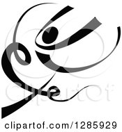Clipart Of A Black And White Person Dancing With A Ribbon Royalty Free Vector Illustration by Vector Tradition SM