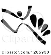 Clipart Of A Black And White Ribbon Person Dancing 3 Royalty Free Vector Illustration