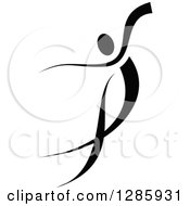 Clipart Of A Black And White Ribbon Person Dancing 2 Royalty Free Vector Illustration