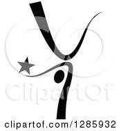 Poster, Art Print Of Black And White Ribbon Person Break Dancing Or Doing A Handstand With A Star