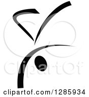Clipart Of A Black And White Ribbon Person Break Dancing Or Doing A Handstand Royalty Free Vector Illustration
