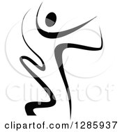 Clipart Of A Black And White Person Dancing With A Ribbon 2 Royalty Free Vector Illustration