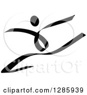 Clipart Of A Black And White Ribbon Person Dancing 4 Royalty Free Vector Illustration