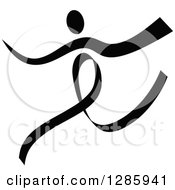 Clipart Of A Black And White Ribbon Person Dancing Or Running Royalty Free Vector Illustration