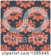 Clipart Of A Seamless Pattern Background Of Pink Floral On Gray Royalty Free Vector Illustration