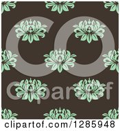 Clipart Of A Seamless Pattern Background Of Green Floral Royalty Free Vector Illustration
