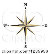 Clipart Of A Black And Gold Compass Rose Star Royalty Free Vector Illustration