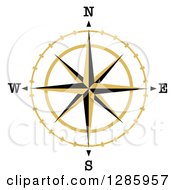Poster, Art Print Of Black And Gold Star Compass Rose