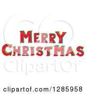 Poster, Art Print Of Red And Green Merry Christmas Greeting With Patterns