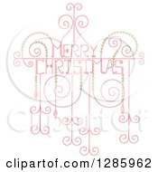 Clipart Of A Swirl And Vine Merry Christmas Greeting In Red And Green Royalty Free Vector Illustration