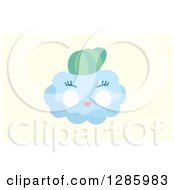 Clipart Of A Baby Boy Cloud Wearing A Hat Over Pastel Yellow Royalty Free Vector Illustration by Cherie Reve