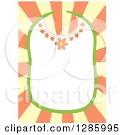 Floral Baby Bib Frame Over Yellow And Orange Rays