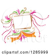 Poster, Art Print Of Blank Frame With Colorful Dots And Flowers