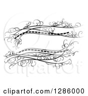 Clipart Of A Black And White Floral Frame With Text Space Royalty Free Vector Illustration