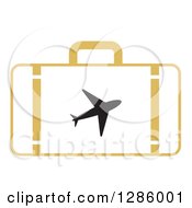 Poster, Art Print Of Yellow Suitcase With A Silhouetted Airplane
