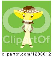 Poster, Art Print Of Happy Mushroom Character Over Green
