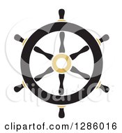 Poster, Art Print Of Black And Gold Nautical Ship Helm Steering Wheel