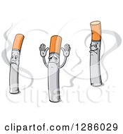 Clipart Of Cigarette Characters And Smoke Royalty Free Vector Illustration